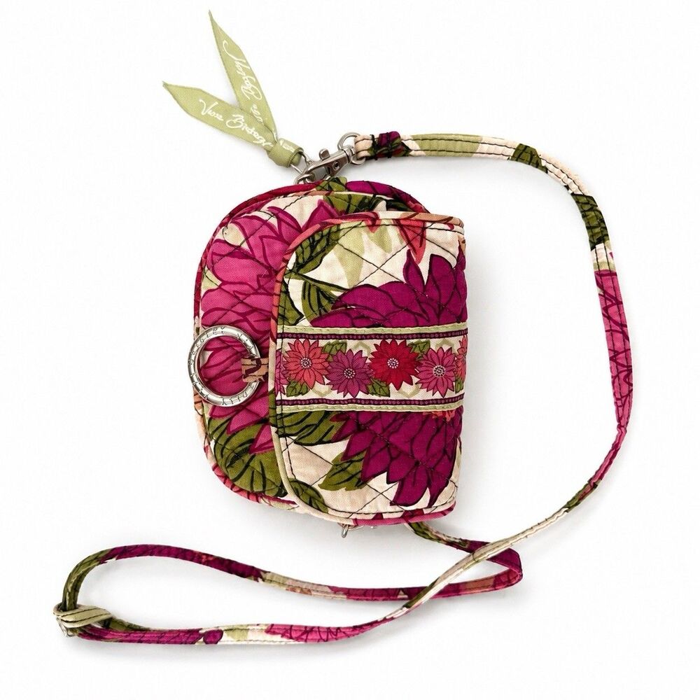Vera Bradley Mini Crossbody Bag Pink Green Floral Quilted